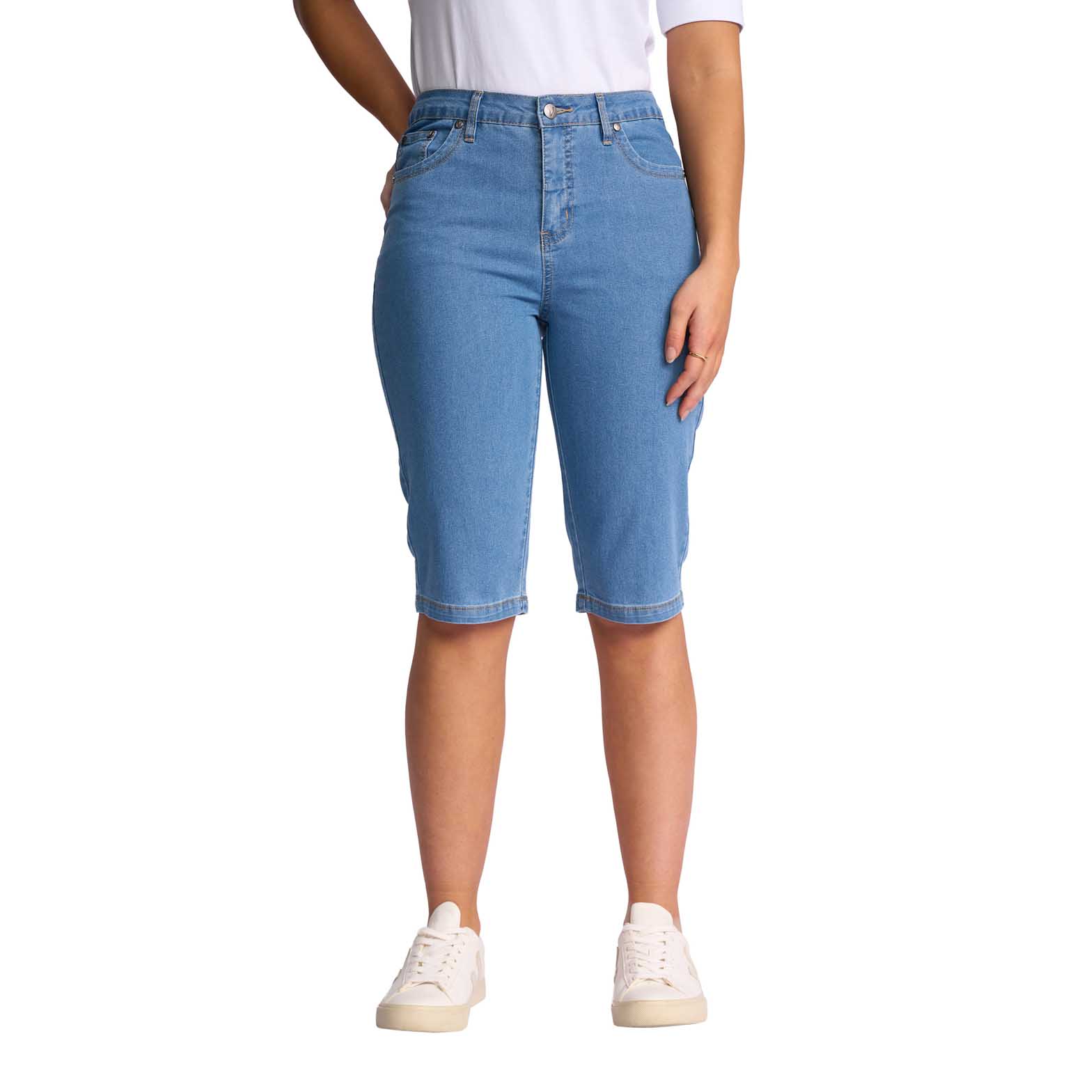 Vassalli Slim Leg Contrast Stitch Denim Short